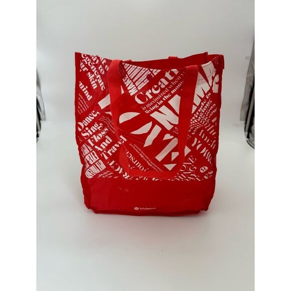 Lululemon‎ Athletica Reusable Durable Tote Bag Red/White - Picture 1 of 6